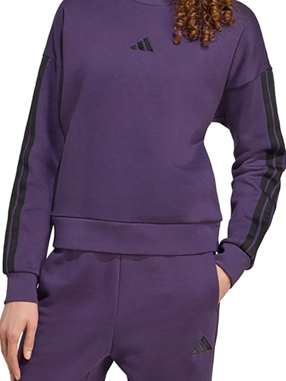Adidas Women’s Purple Crewneck Sweatshirt And Sweat Pant Set